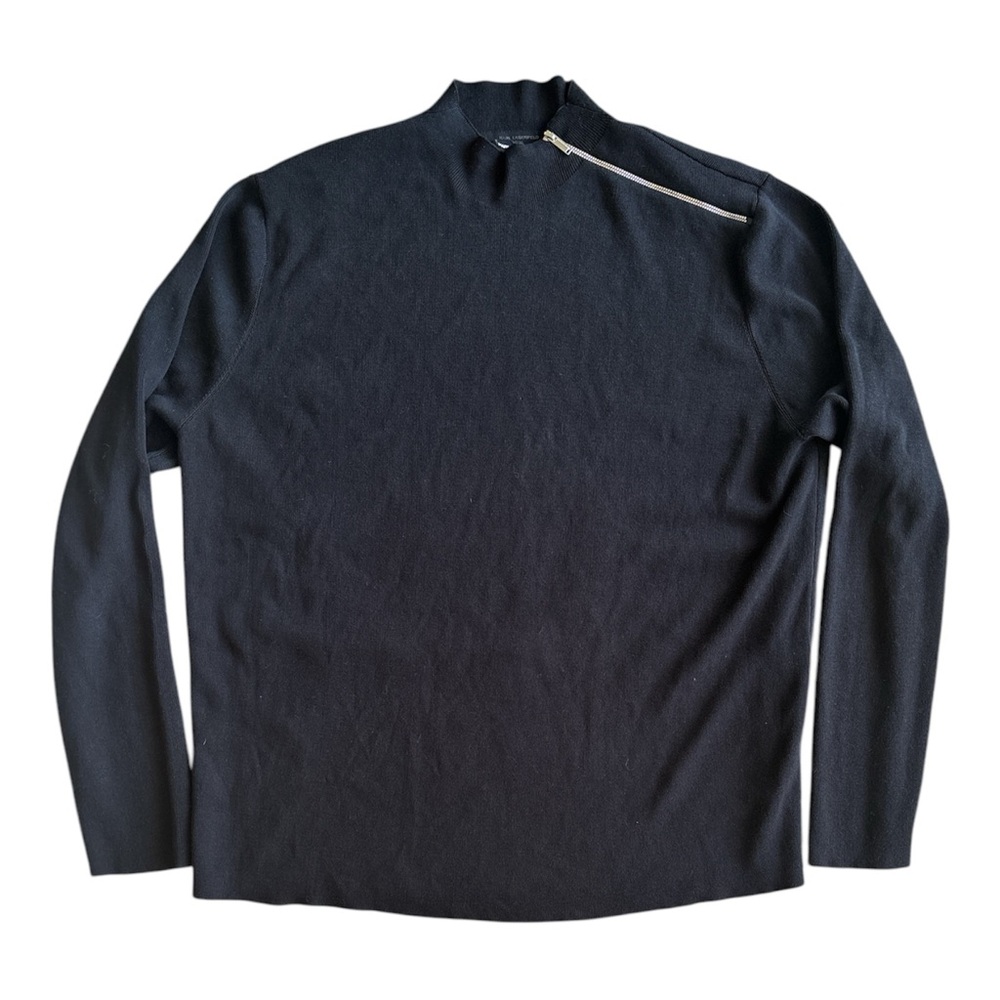Karl Lagerfeld Men’s Black Sweater XXL Zip Shoulder – Designer Knit Top